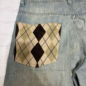 Ecko Unlimited Stylish Baggy Jeans Dirty Wash Denim Argyle Pocket 34 x 32 EuC